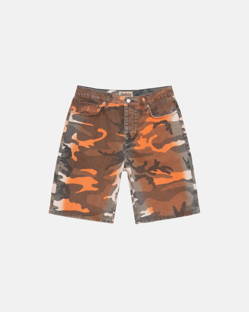 Calção Stussy Spray Dye Big Ol\' Shorts Feminino Laranja Camufladas Portugal | IXT-7832