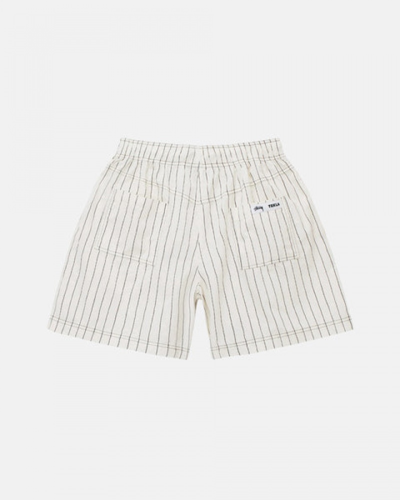 Calção Stussy Tekla Poplin Pyjama Shorts Masculino Bege Portugal | CTJ-2363