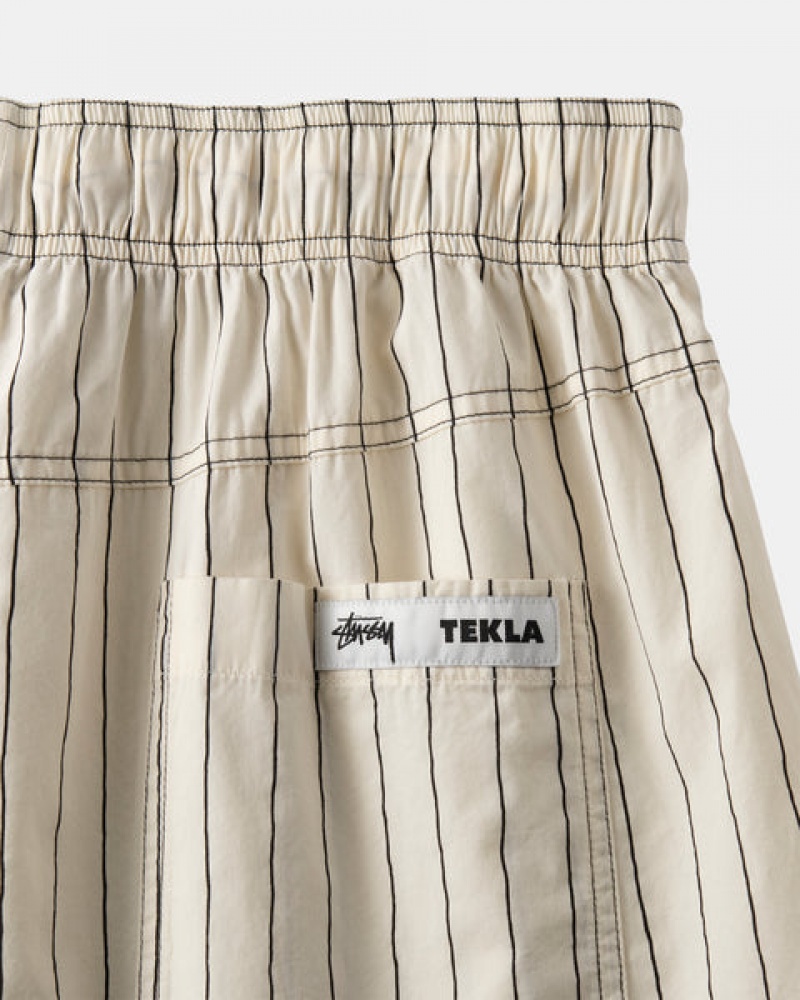 Calção Stussy Tekla Poplin Pyjama Shorts Masculino Bege Portugal | CTJ-2363