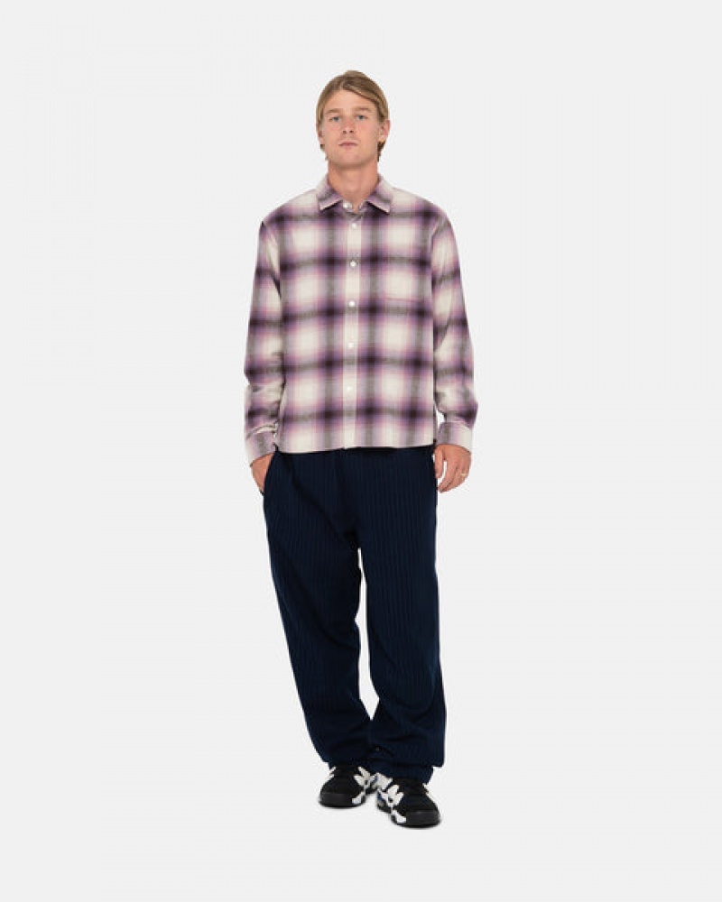 Camisas Stussy Bay Plaid Shirt Feminino Bordeaux Portugal | XRC-6026