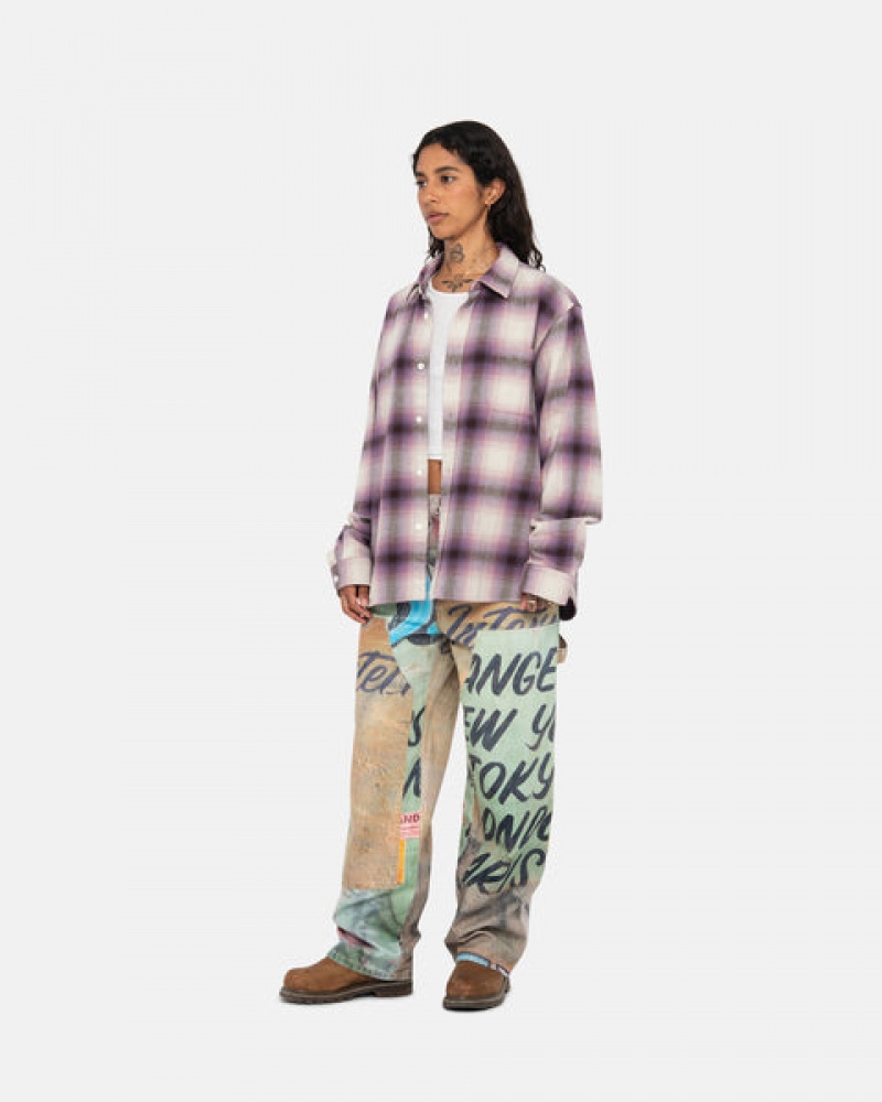 Camisas Stussy Bay Plaid Shirt Feminino Bordeaux Portugal | XRC-6026