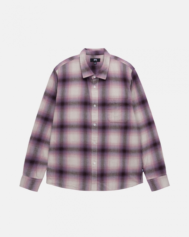 Camisas Stussy Bay Plaid Shirt Feminino Bordeaux Portugal | XRC-6026