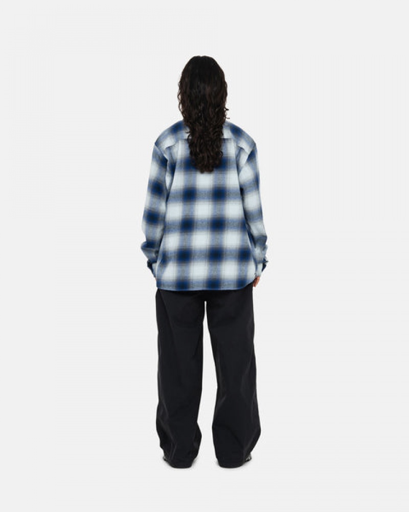 Camisas Stussy Bay Plaid Shirt Feminino Azul Marinho Portugal | NFI-6770