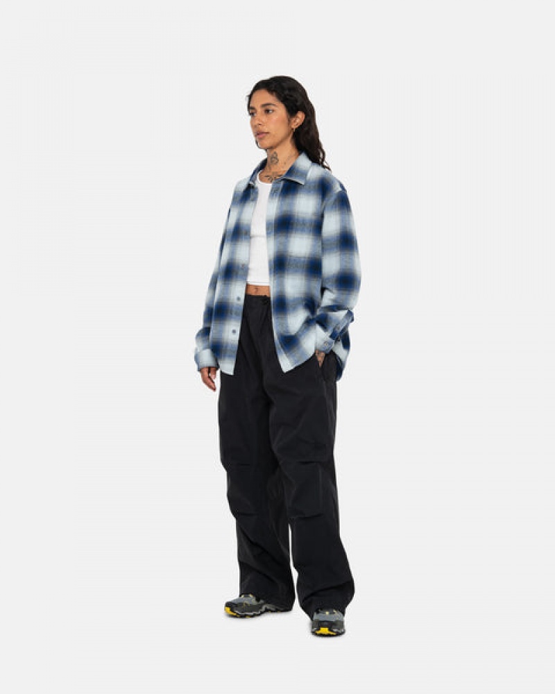 Camisas Stussy Bay Plaid Shirt Feminino Azul Marinho Portugal | NFI-6770