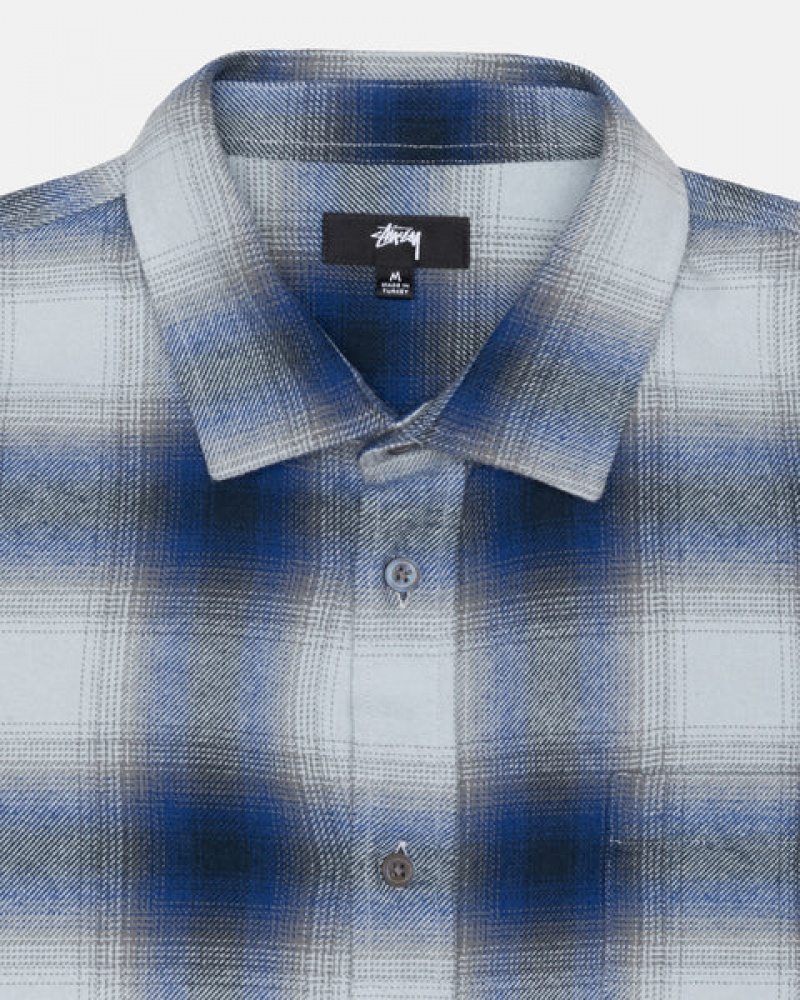 Camisas Stussy Bay Plaid Shirt Masculino Azul Marinho Portugal | HKG-5655