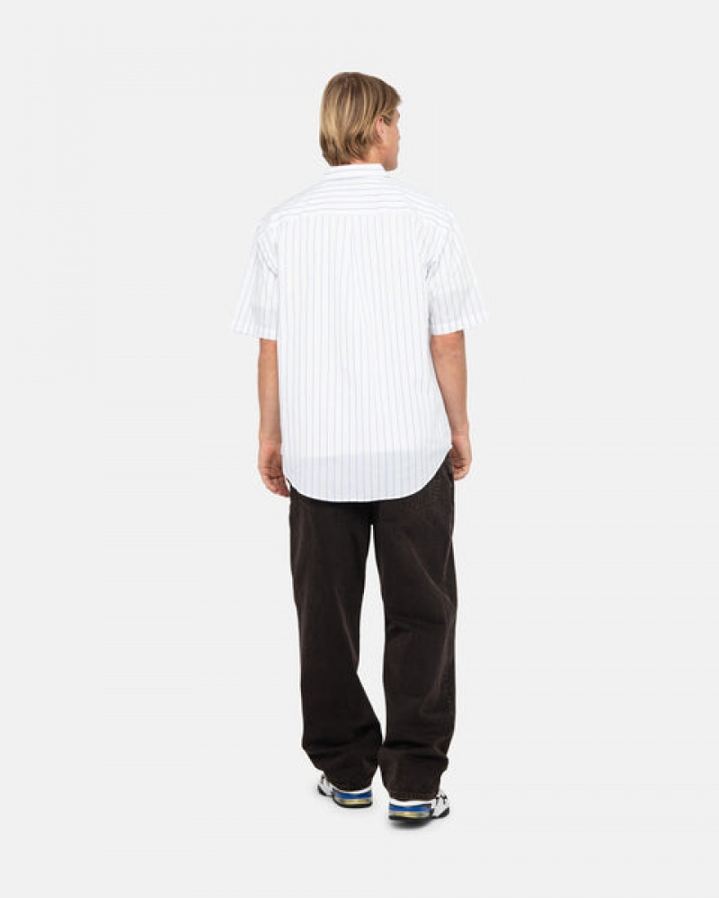 Camisas Stussy Boxy Listrado Shirt Feminino Branco Portugal | NXN-1775