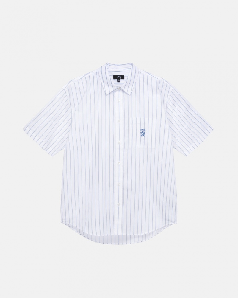 Camisas Stussy Boxy Listrado Shirt Feminino Branco Portugal | NXN-1775