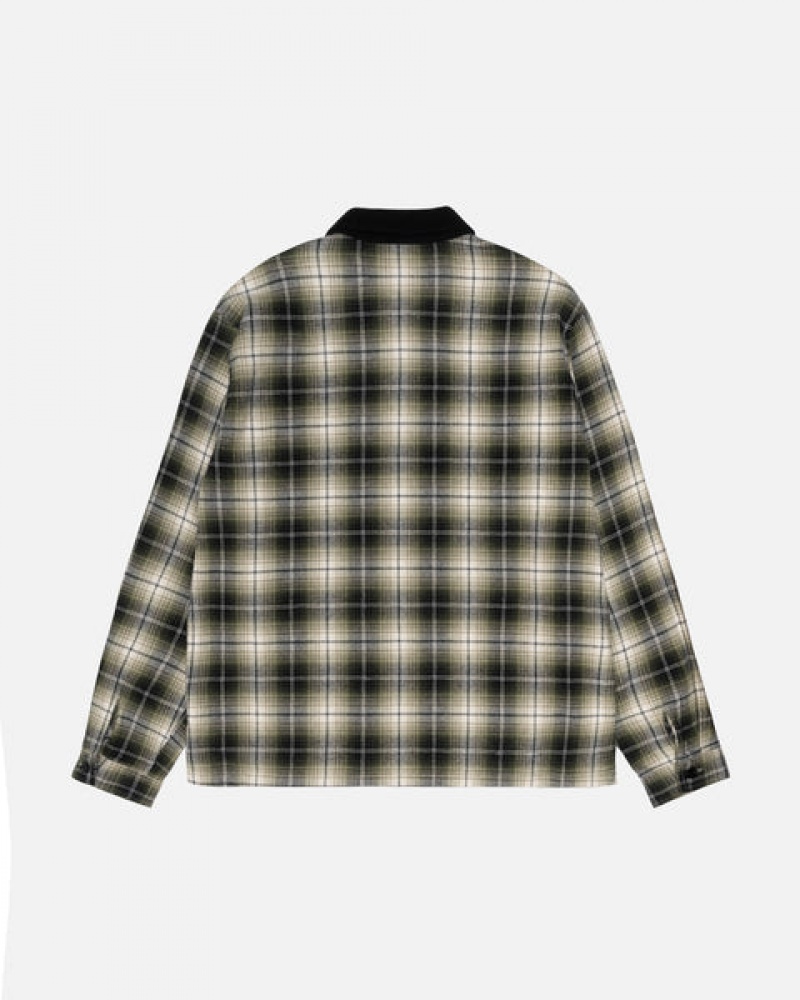 Camisas Stussy Frank Plaid Zip Shirt Feminino Cinzentas Escuro Portugal | SGW-7212