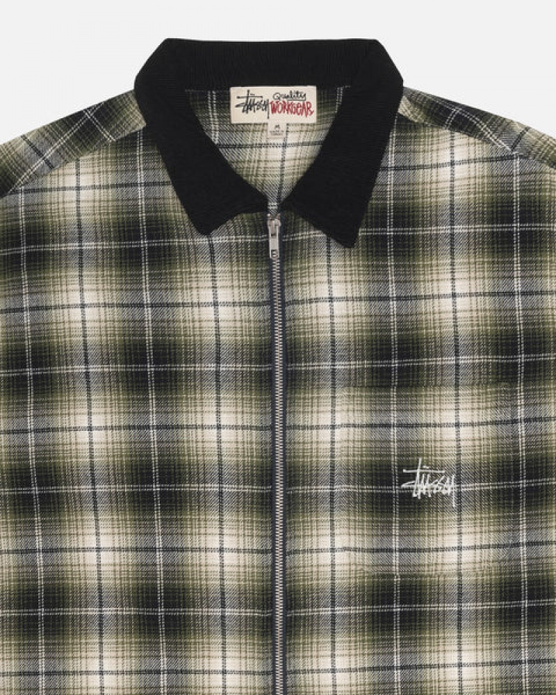 Camisas Stussy Frank Plaid Zip Shirt Feminino Cinzentas Escuro Portugal | SGW-7212