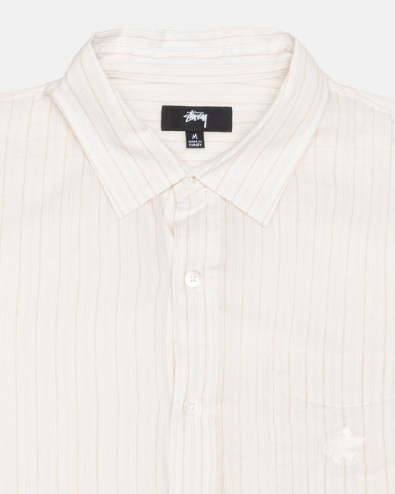 Camisas Stussy Light Weight Classicos Shirt Masculino Branco Portugal | RMJ-4474