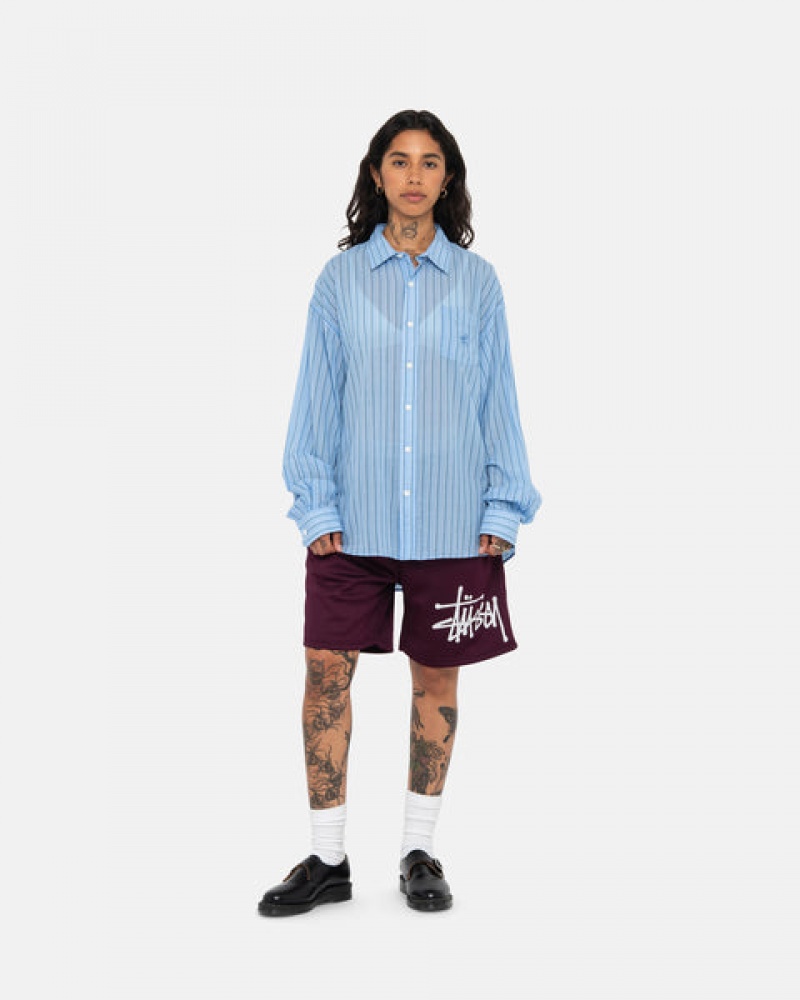 Camisas Stussy Light Weight Classicos Shirt Feminino Azuis Portugal | OWD-7948