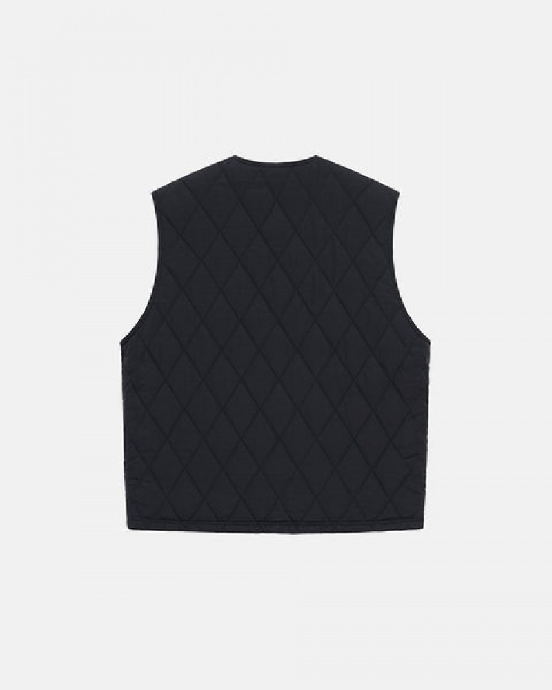 Colete Stussy Diamond Acolchoado Vest Masculino Pretas Portugal | JYZ-9881