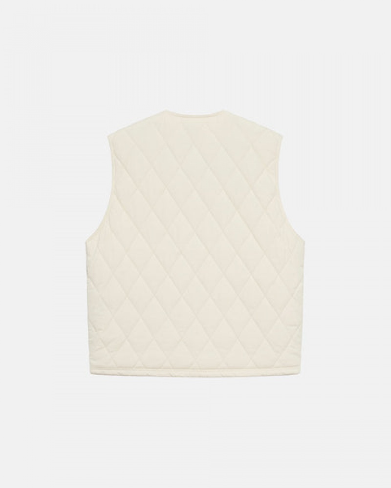 Colete Stussy Diamond Acolchoado Vest Masculino Creme Portugal | NMD-1048