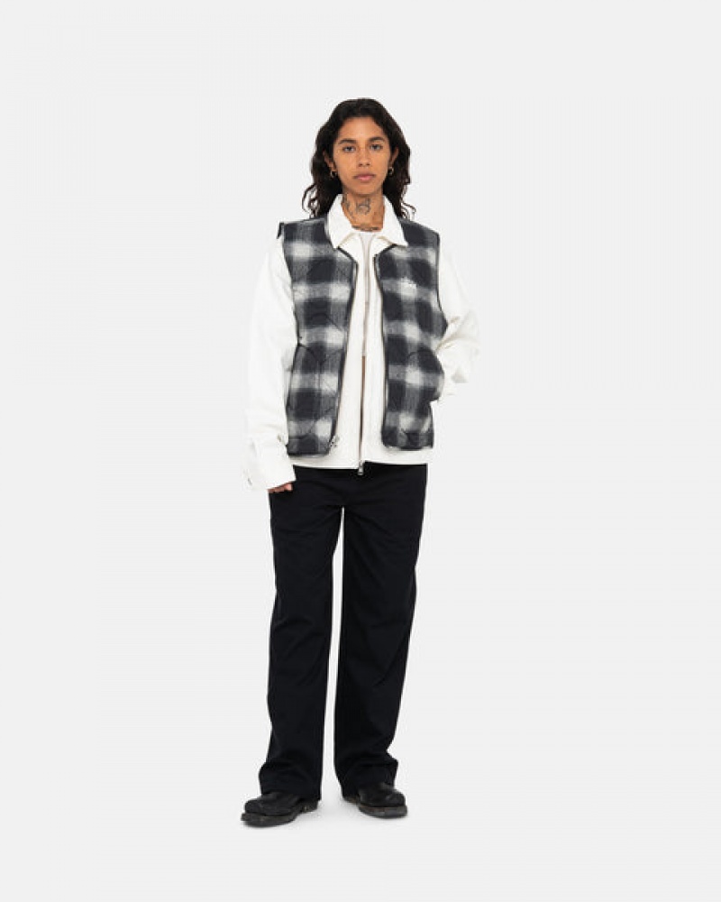 Colete Stussy Plaid Nylon Liner Vest Feminino Pretas Portugal | ETC-7900