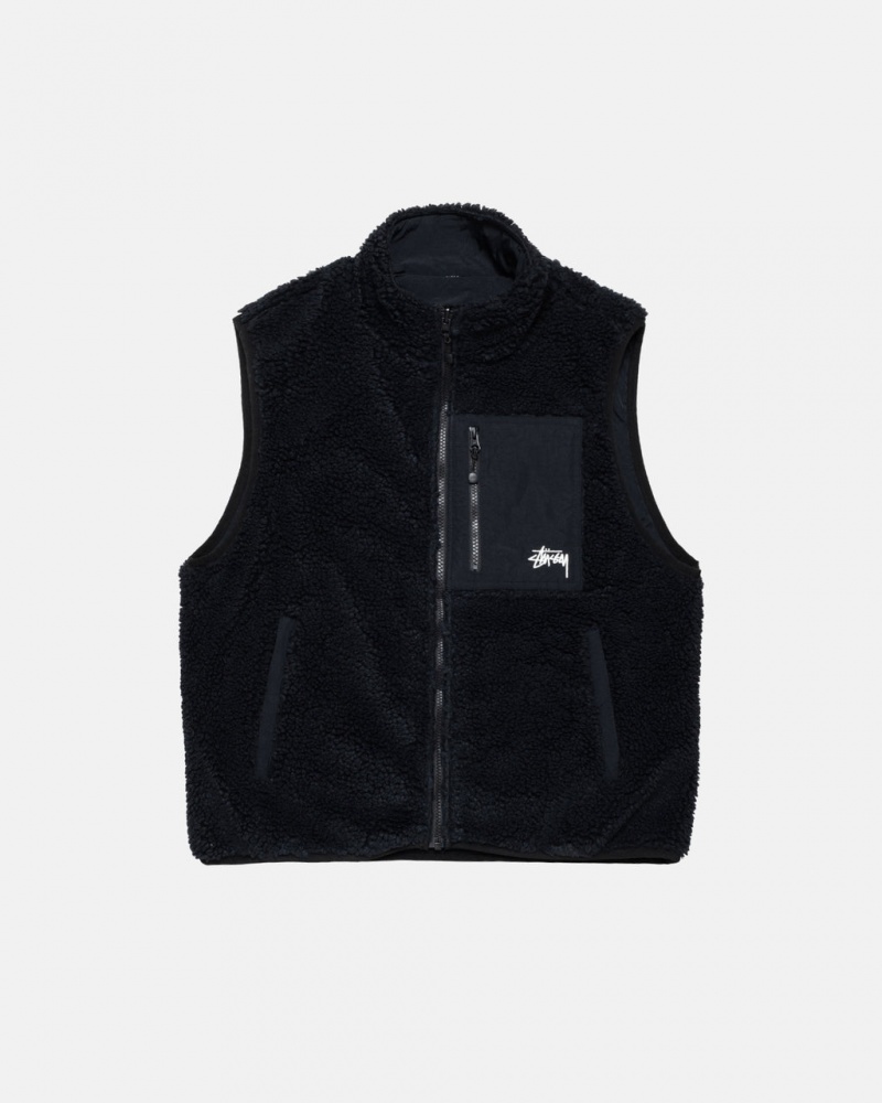 Colete Stussy Sherpa Reversible Vest Feminino Pretas Portugal | YFN-7395