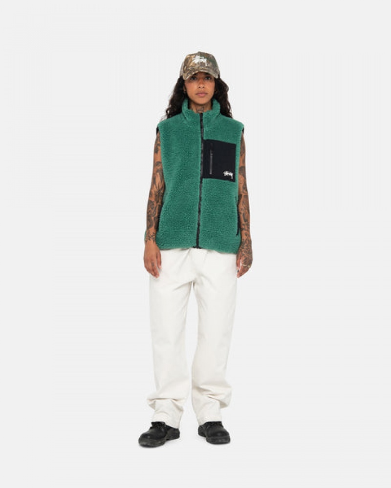 Colete Stussy Sherpa Reversible Vest Feminino Turquesa Portugal | KWI-9718