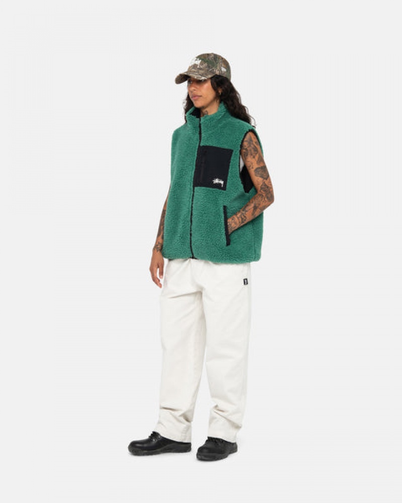 Colete Stussy Sherpa Reversible Vest Feminino Turquesa Portugal | KWI-9718