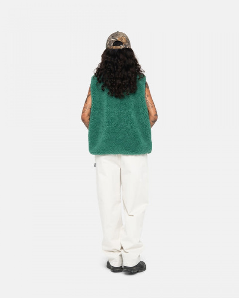 Colete Stussy Sherpa Reversible Vest Feminino Turquesa Portugal | KWI-9718