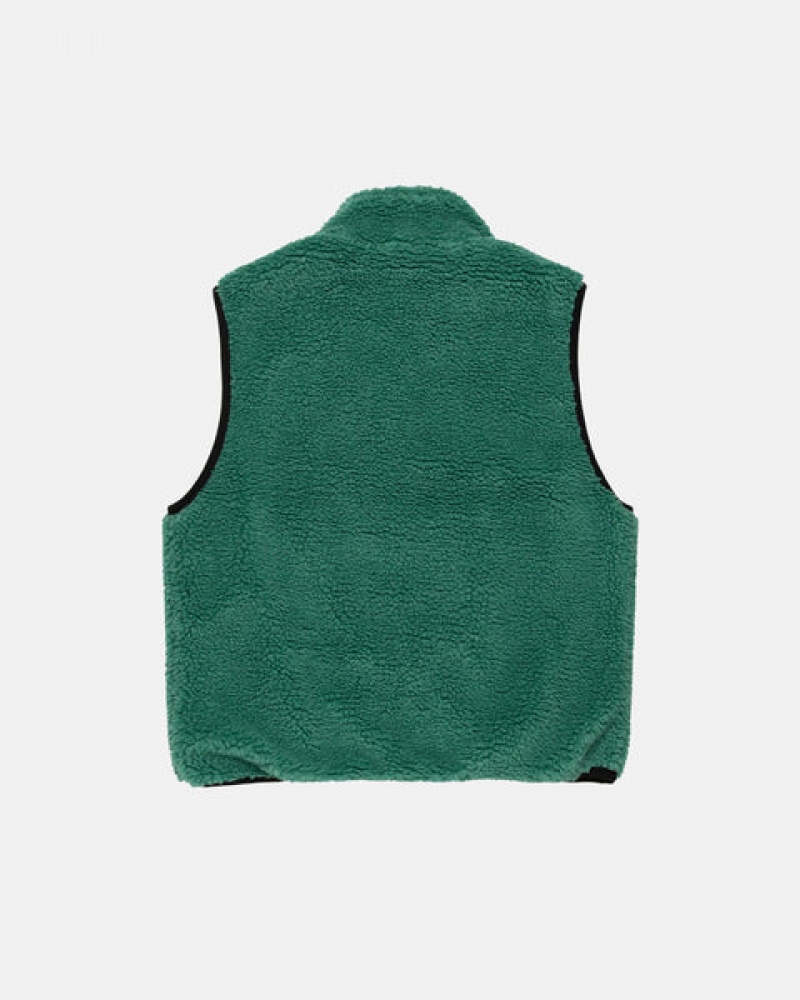 Colete Stussy Sherpa Reversible Vest Feminino Turquesa Portugal | KWI-9718