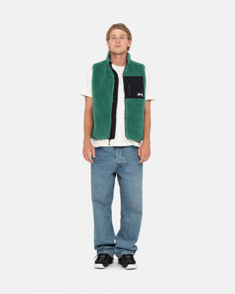 Colete Stussy Sherpa Reversible Vest Masculino Turquesa Portugal | DBH-1809