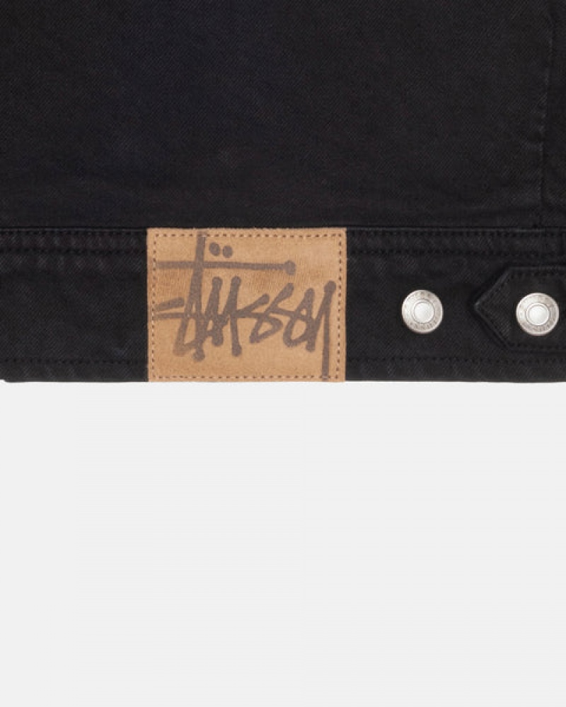 Denim Stussy Zip Trabalho Jacket Overdyed Feminino Pretas Pretas Portugal | LZG-5034