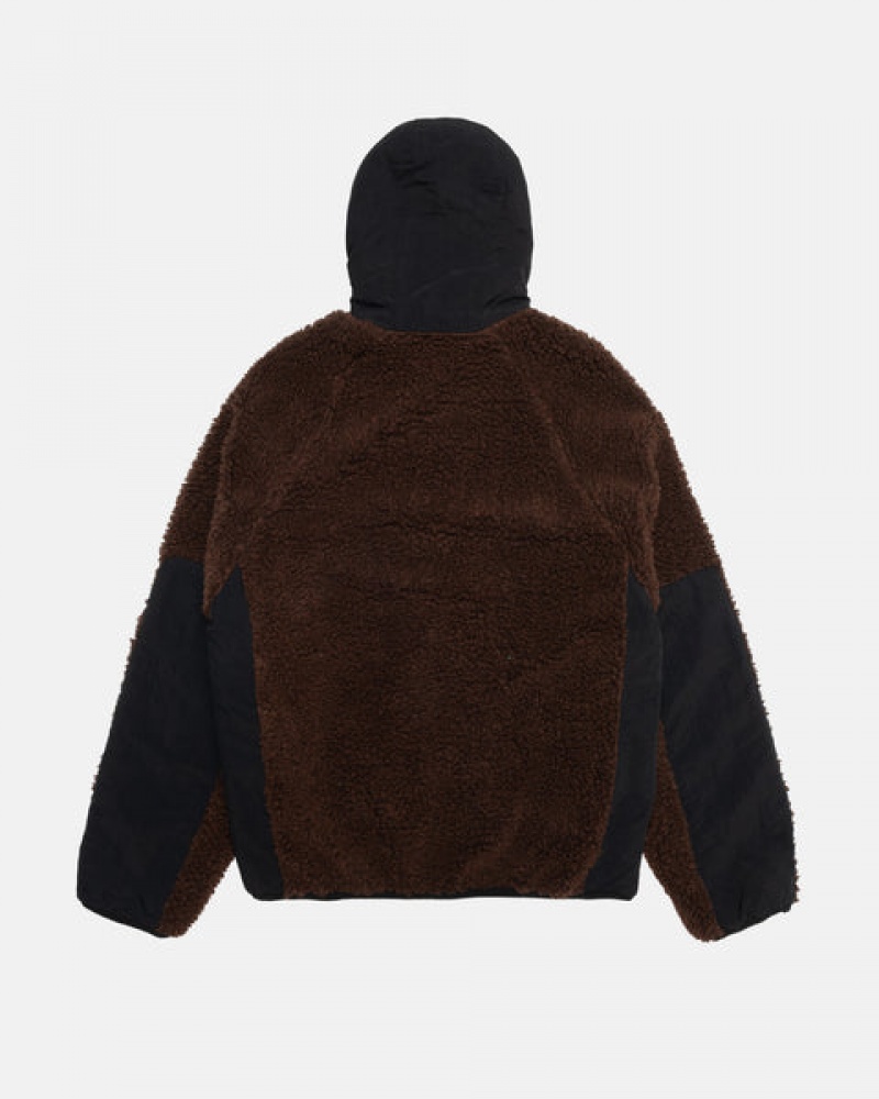 Jaquetas Stussy Sherpa Paneled Encapuzado Jacket Masculino Marrom Portugal | YAP-2863