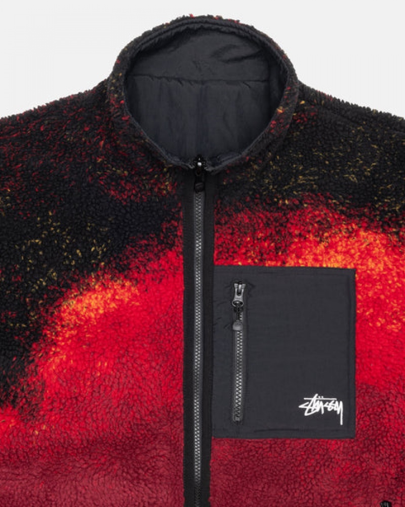 Jaquetas Stussy Sherpa Reversible Jacket Masculino Pretas Vermelhas Portugal | SXE-6092