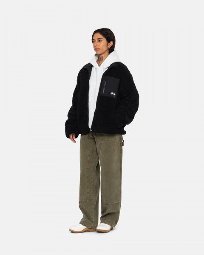 Jaquetas Stussy Sherpa Reversible Jacket Feminino Pretas Portugal | CGD-2691