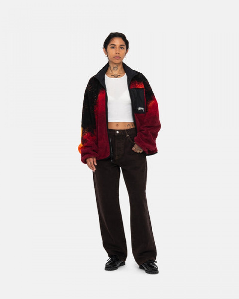 Jaquetas Stussy Sherpa Reversible Jacket Feminino Pretas Vermelhas Portugal | ZRC-8740