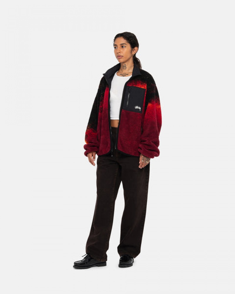 Jaquetas Stussy Sherpa Reversible Jacket Feminino Pretas Vermelhas Portugal | ZRC-8740