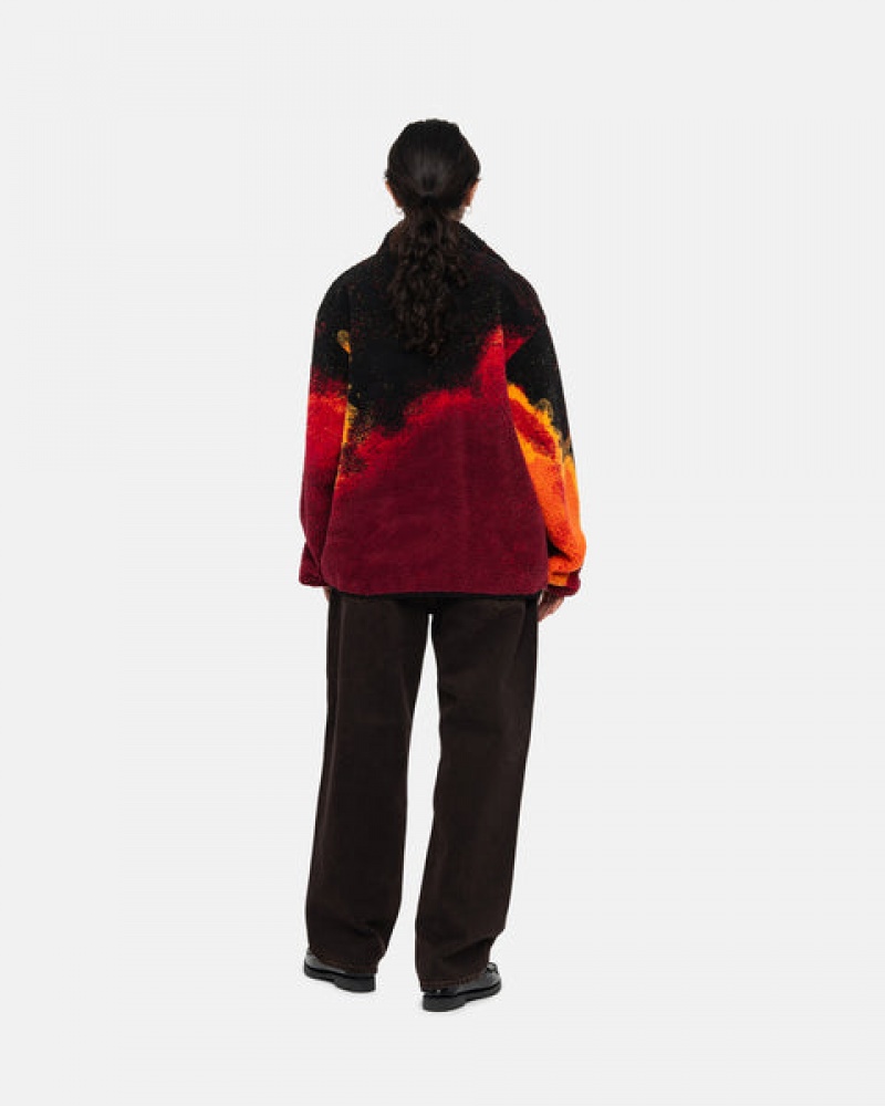 Jaquetas Stussy Sherpa Reversible Jacket Feminino Pretas Vermelhas Portugal | ZRC-8740