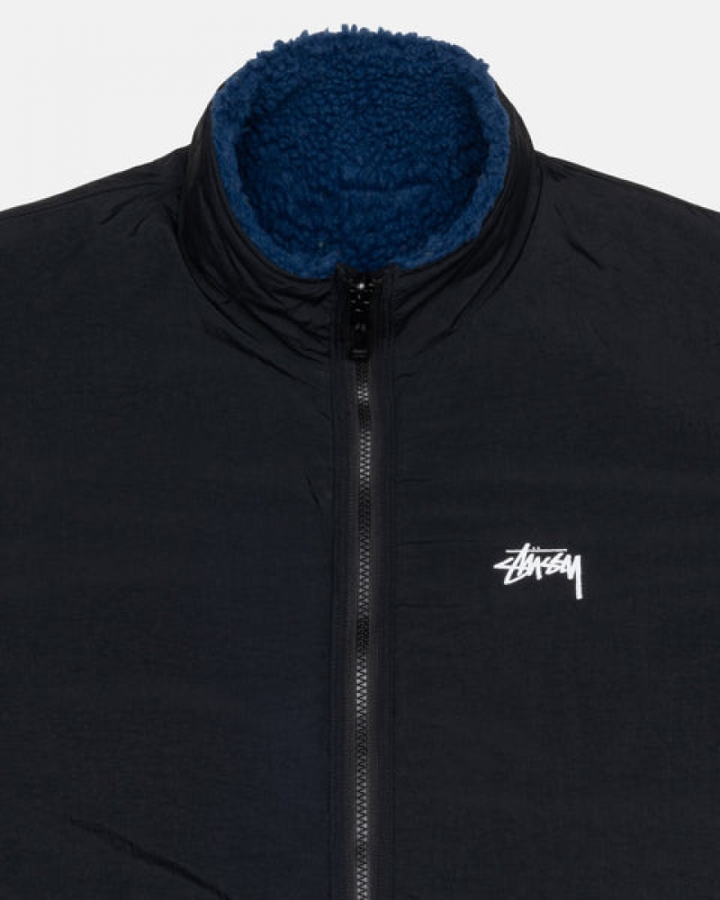 Jaquetas Stussy Sherpa Reversible Jacket Feminino Azuis Portugal | HNR-6162