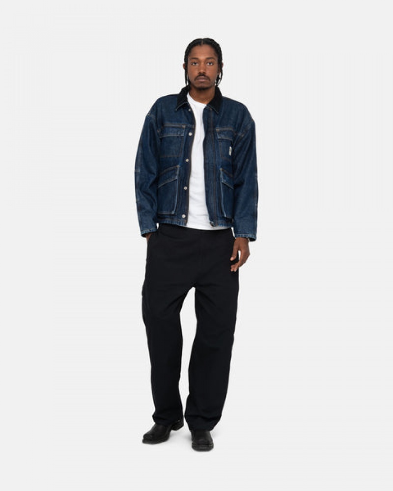 Jaquetas Stussy Shop Jacket Washed Denim Masculino Azuis Portugal | ZFS-7253