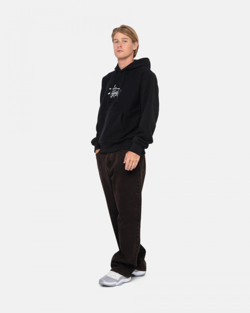 Hoodie Stussy Basic Applique Hoodie Feminino Pretas Portugal | SEQ-6119