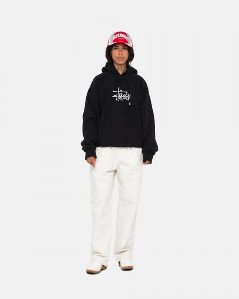 Hoodie Stussy Basic Applique Hoodie Feminino Pretas Portugal | SEQ-6119