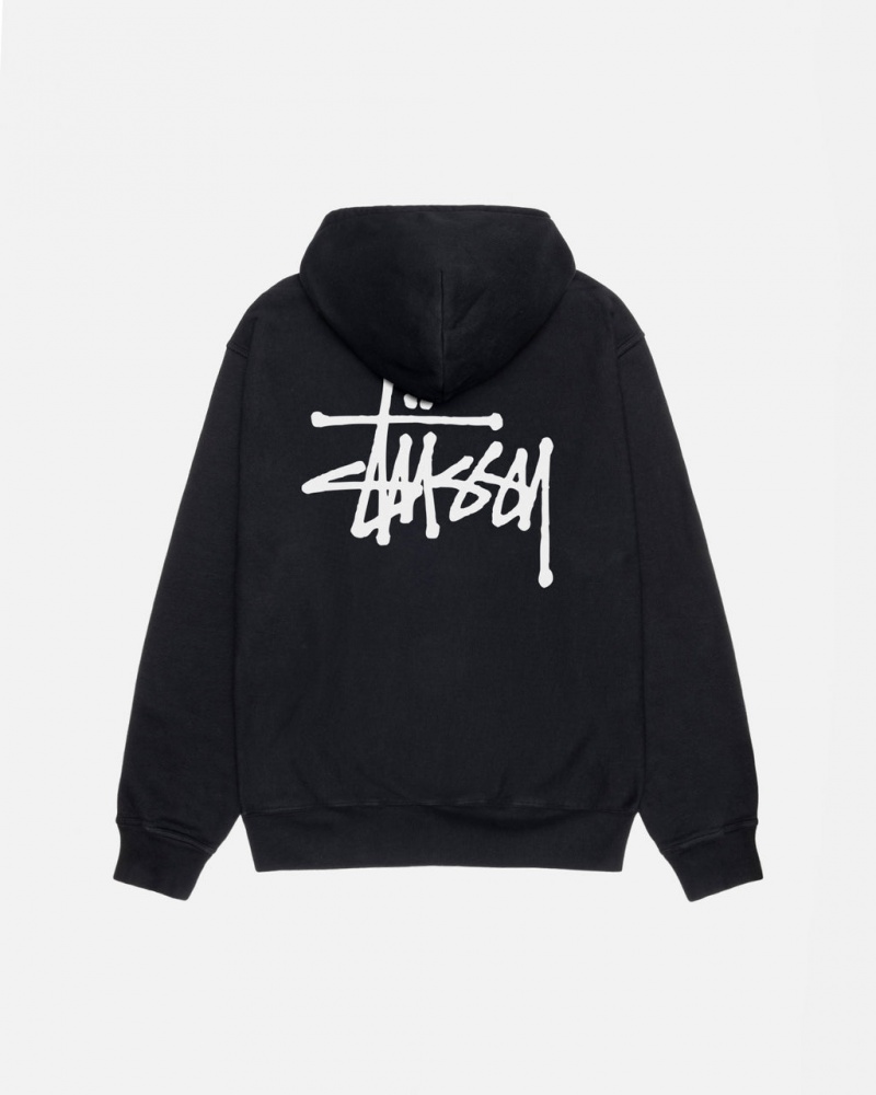 Hoodie Stussy Basic Stüssy Pigment Dyed Hoodie Masculino Pretas Portugal | EVH-7497