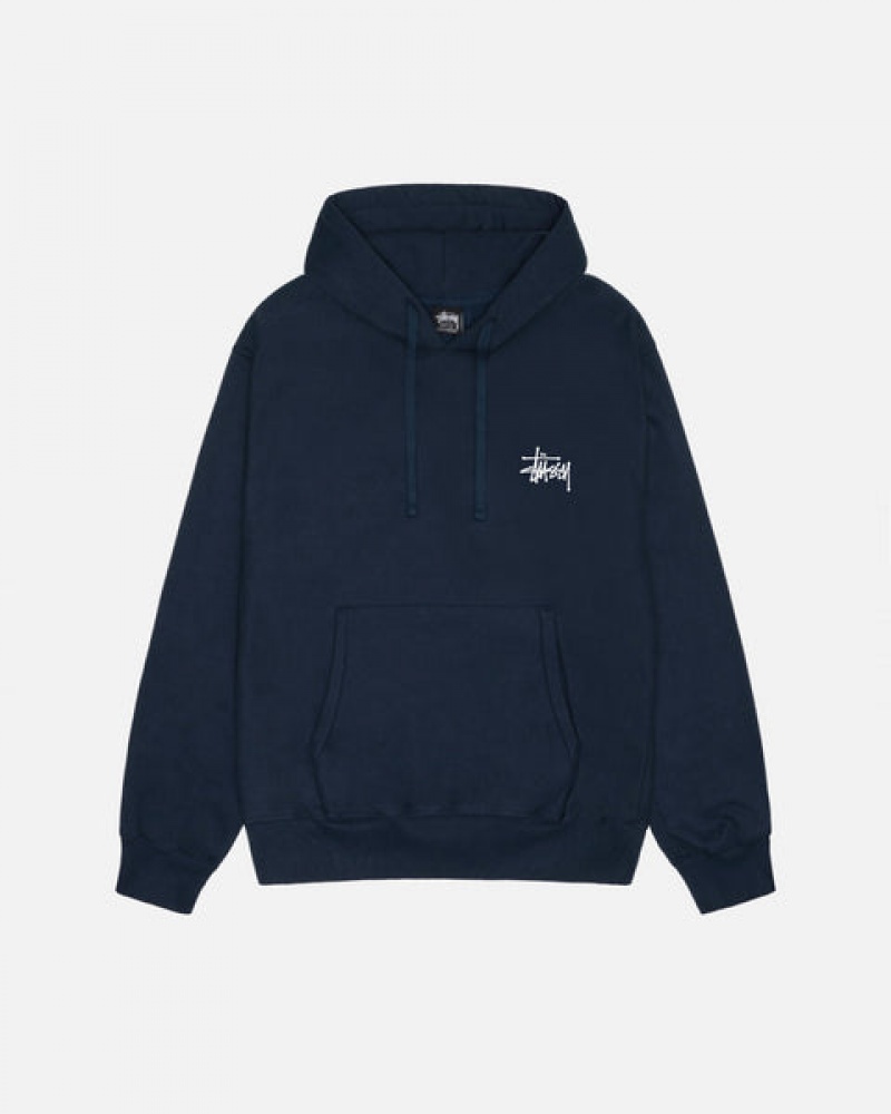 Hoodie Stussy Basic Stussy Hoodie Masculino Azul Marinho Portugal | SKX-0940