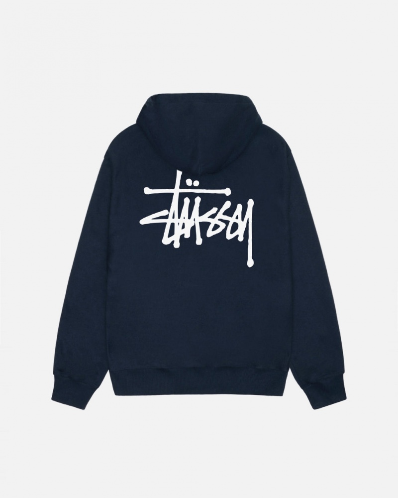 Hoodie Stussy Basic Stussy Hoodie Masculino Azul Marinho Portugal | SKX-0940