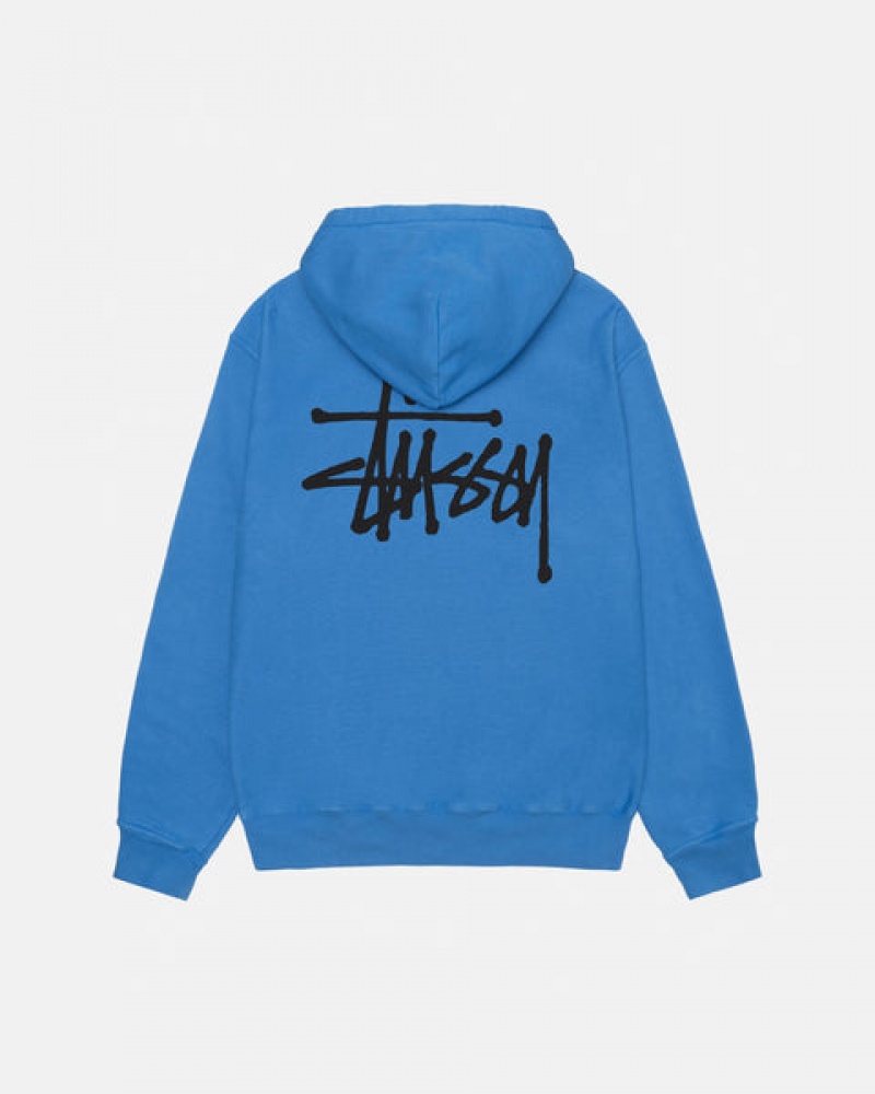 Hoodie Stussy Basic Stussy Hoodie Pigment Dyed Masculino Azuis Portugal | FIY-3285