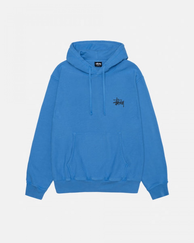 Hoodie Stussy Basic Stussy Hoodie Pigment Dyed Masculino Azuis Portugal | FIY-3285