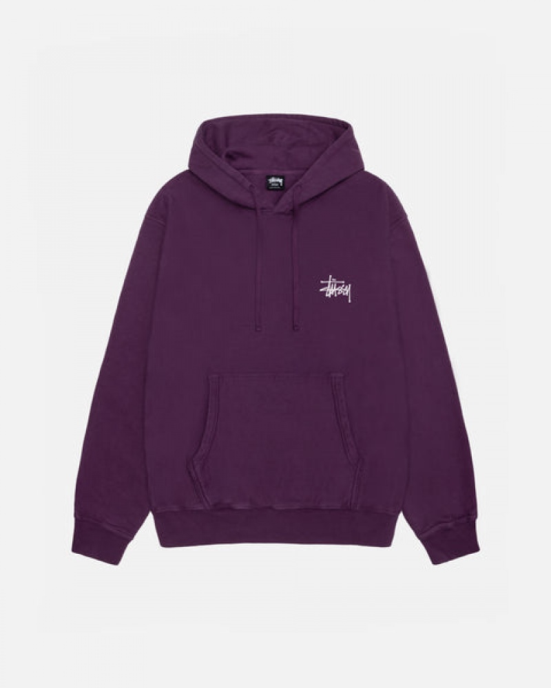 Hoodie Stussy Basic Stussy Hoodie Pigment Dyed Masculino Roxo Portugal | FWG-8377