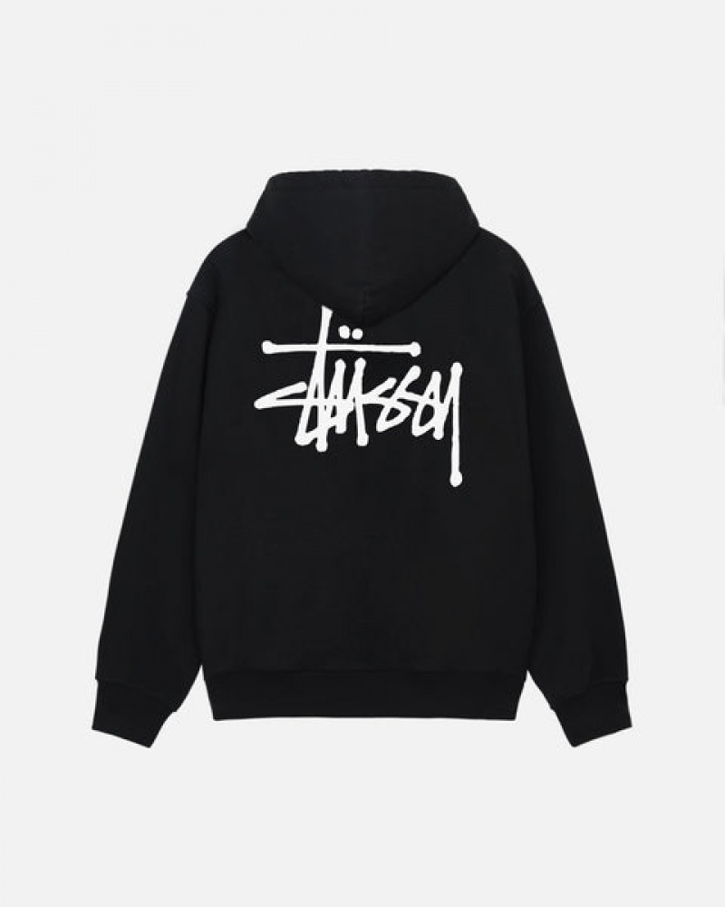 Hoodie Stussy Basic Stussy Zip Hoodie Masculino Pretas Portugal | ZBL-1083