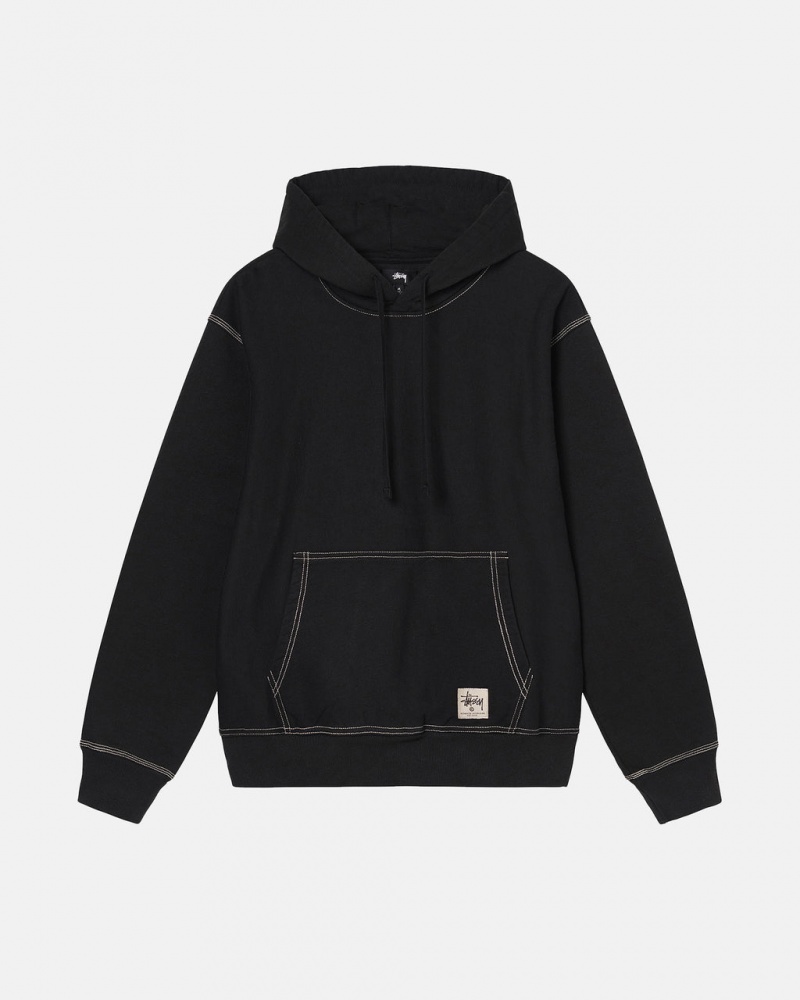 Hoodie Stussy Contrast Stitch Label Hoodie Feminino Pretas Portugal | KPC-9072