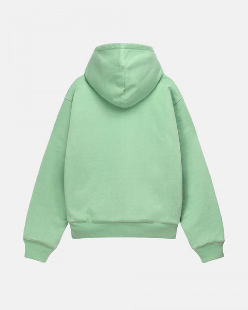 Hoodie Stussy Double Face Label Zip Hoodie Feminino Verdes Portugal | PKC-9199