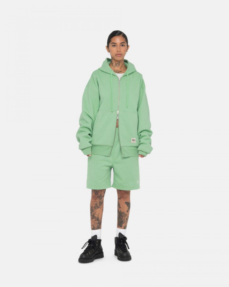 Hoodie Stussy Double Face Label Zip Hoodie Feminino Verdes Portugal | PKC-9199