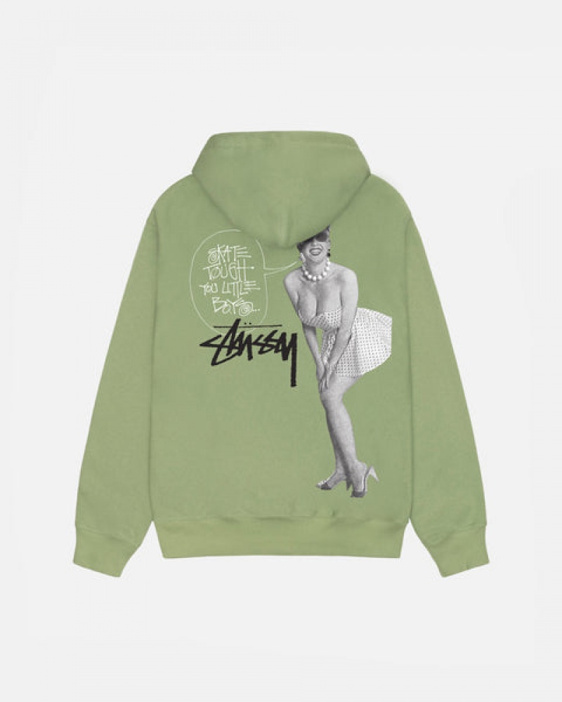 Hoodie Stussy Skate Tough Zip Hoodie Feminino Verdes Portugal | EGL-2345