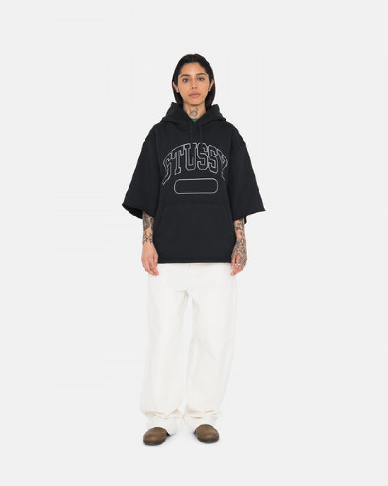 Hoodie Stussy Ss Boxy Cropped Hoodie Feminino Pretas Portugal | NKI-2682