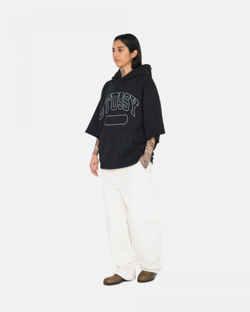 Hoodie Stussy Ss Boxy Cropped Hoodie Feminino Pretas Portugal | NKI-2682