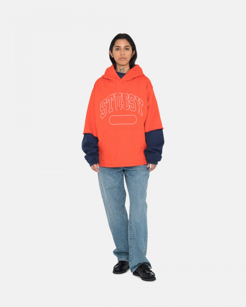 Hoodie Stussy Ss Boxy Cropped Hoodie Feminino Laranja Escuro Portugal | TGI-1199