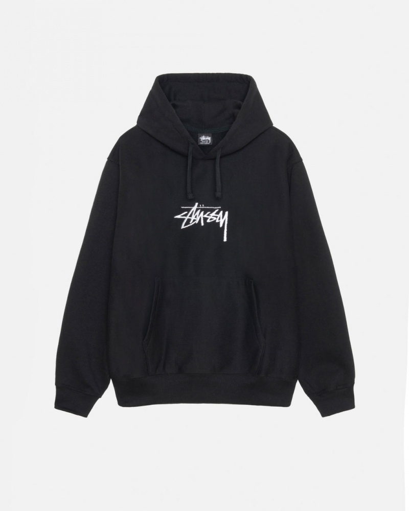 Hoodie Stussy Stock Logo Applique Hoodie Feminino Pretas Portugal | SRM-4269